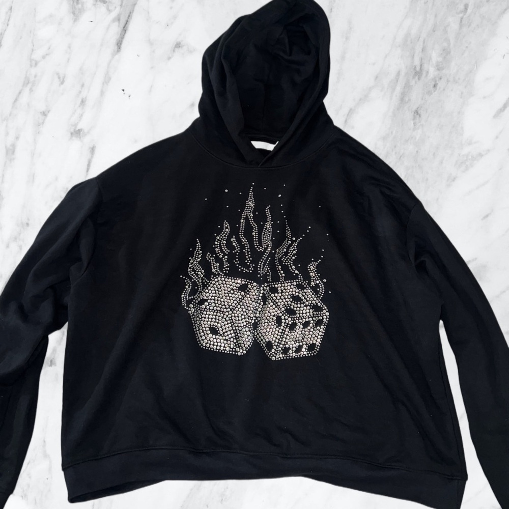 Mnml Black Rhinestone hoodie